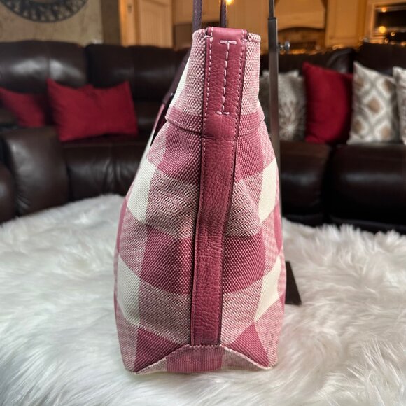 Coach Pink and Cream Checkered Tote - Picture 4 of 14